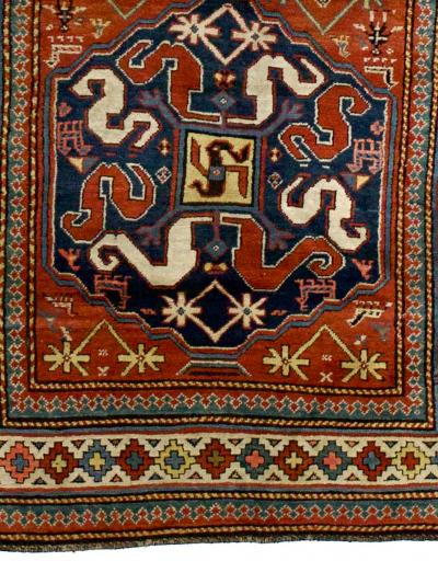 Antique Cloudband Kazak Rug 4 2 x 7 4 