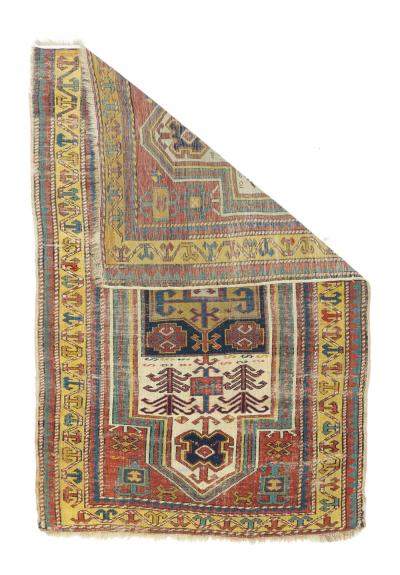 Antique Fakhralou Kazak Rug 3 0 x 4 10 