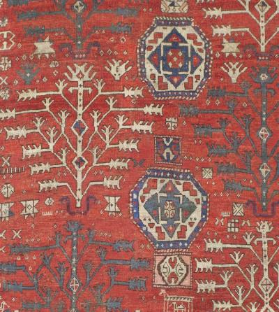 Antique Fine Very Rare Tree Kazak Rug 5 6 x 6 11 