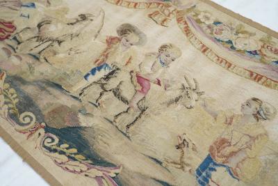 Antique French Aubusson Tapestry 18 x 48