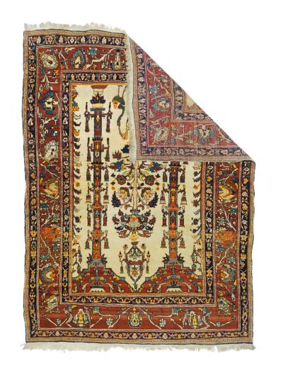 Antique Haji Jalili Tabriz Rug 4 5 x 5 11 