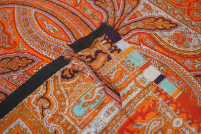 Antique Indian Textile Paisley Shall Left Middle Part Missing 52 x 101