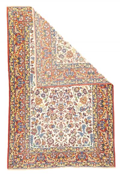 Antique Isfahan Rug 3 5 x 5 2 