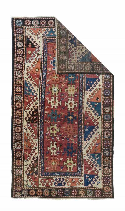 Antique Kazak Borcholo Rug 4 7 x 8 0 