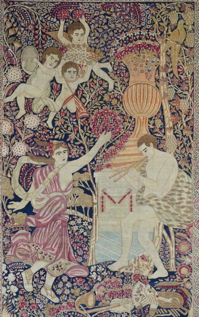 Antique Kerman Pictorial Rug 7 5 x 10 4 