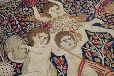 Antique Kerman Pictorial Rug 7 5 x 10 4 