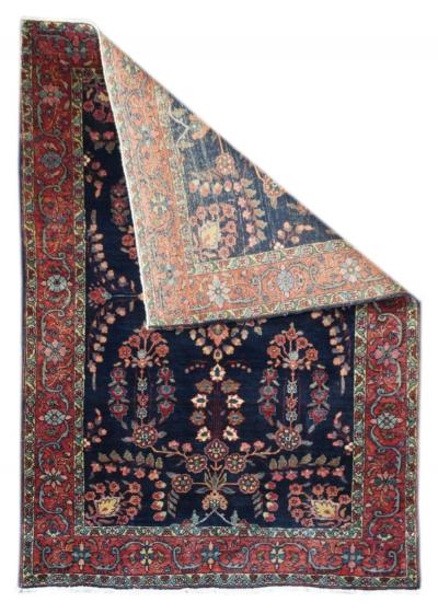 Antique Mohajeran Sarouk Rug 3 4 x 4 10 