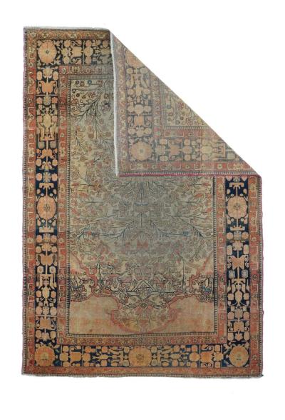 Antique Mohtasham Kashan Rug 4 6 x 6 6 