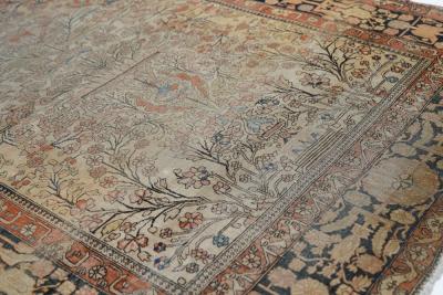 Antique Mohtasham Kashan Rug 4 6 x 6 6 