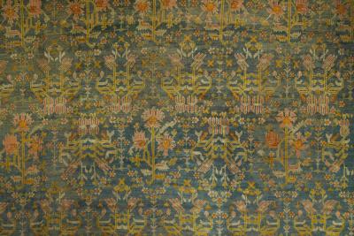 Antique Oushak Turkish Rug 12 8 x 13 4 