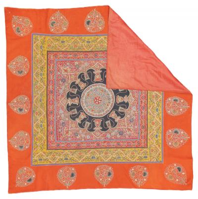 Antique Persian Embroidery Suzani Rashti Douzi Rug 5 x 5 