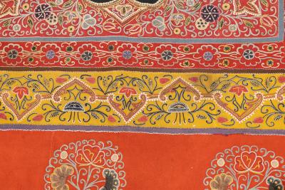 Antique Persian Embroidery Suzani Rashti Douzi Rug 5 x 5 