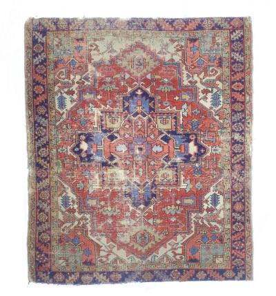 Antique Persian Heriz Rug 5 0 x 5 10 
