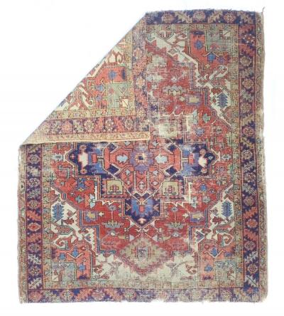 Antique Persian Heriz Rug 5 0 x 5 10 