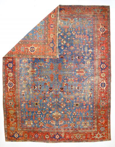 Antique Persian Heriz Serapi Rug 9 6 x 12 4 