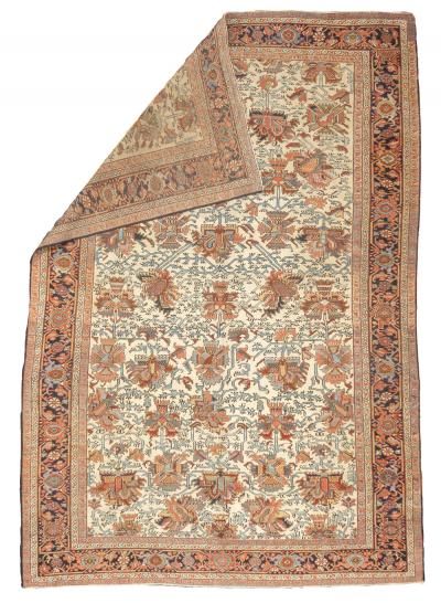 Antique Persian Heriz Serapi Unusual Design Rug 7 9 x 11 1 