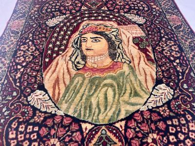 Antique Persian Pictorial Lavar Kerman Mat 20 x 30 