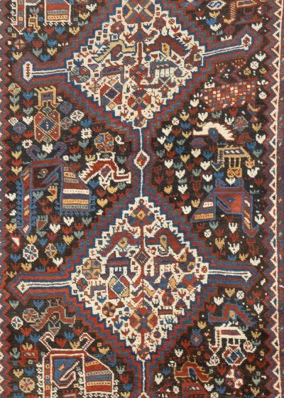 Antique Persian Qashqai Rug 4 7 x 6 5 