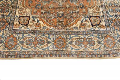 Antique Persian Silk Heriz Rug 4 6 x 5 10 