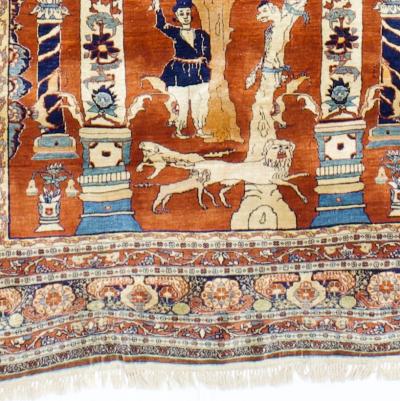 Antique Persian Silk Heriz Rug 4 6 x 6 0 