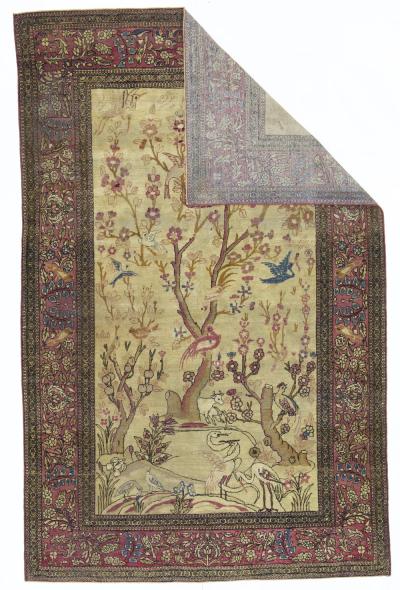 Antique Persian Tehran Rug 4 6 x 7 0 