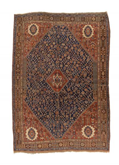 Antique Persian Tribal Khamseh Rug 4 10 x 7 4 