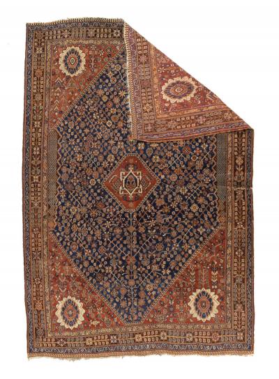 Antique Persian Tribal Khamseh Rug 4 10 x 7 4 