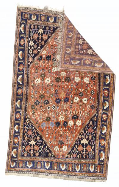 Antique Persian Tribal Khamseh Rug 4 11 x 7 11 