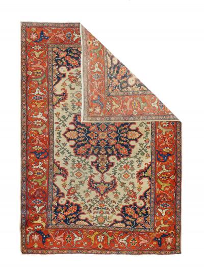 Antique Sarouk Rug 4 6 x 6 6 