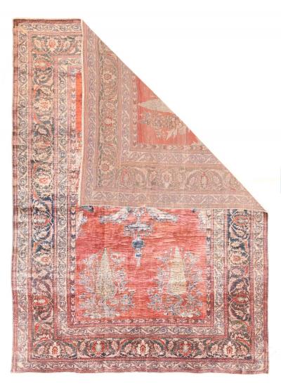 Antique Silk Heriz Rug 4 6 x 6 4 