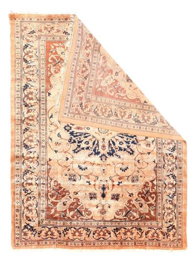 Antique Silk Heriz Rug 4 8 x 6 2 