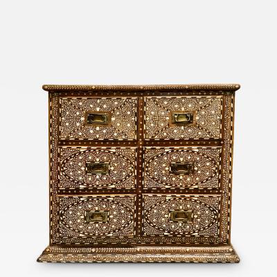 Antique Syrian Bone Inlaid Chest of Drawers
