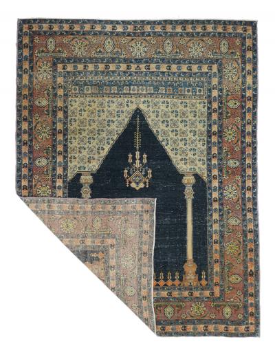 Antique Tabriz Rug 4 5 x 5 9 