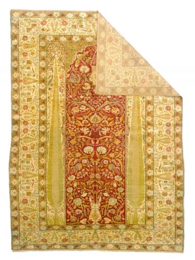 Antique Turkish Silk Rug 4 4 x 6 6 