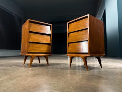 Architectural Pair of Side Tables with Drawers in Ivory Wood 1950s Lot 727a