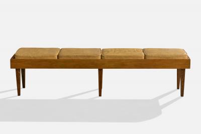 Argentine Designer Bench with Wood and Vinyl Argentina 1950s