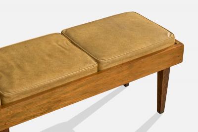 Argentine Designer Bench with Wood and Vinyl Argentina 1950s