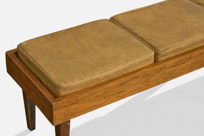 Argentine Designer Bench with Wood and Vinyl Argentina 1950s