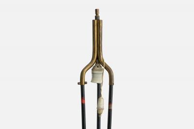 Argentine Designer Floor Lamp with Brass Metal and Rattan Argentina 1950s