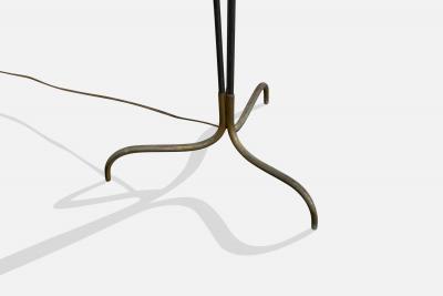 Argentine Designer Floor Lamp with Brass Metal and Rattan Argentina 1950s