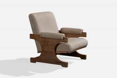 Argentine Designer Lounge Chair with Wood and Fabric Argentina 1960s