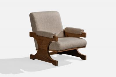 Argentine Designer Lounge Chair with Wood and Fabric Argentina 1960s