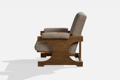 Argentine Designer Lounge Chair with Wood and Fabric Argentina 1960s