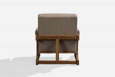 Argentine Designer Lounge Chair with Wood and Fabric Argentina 1960s