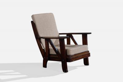 Argentine Designer Lounge Chairs with Oak and Fabric Argentina 1960s