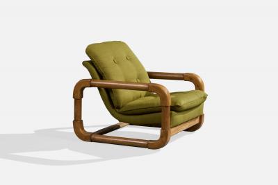 Argentine Designer Lounge Chairs with Oak and Fabric Argentina 1970s