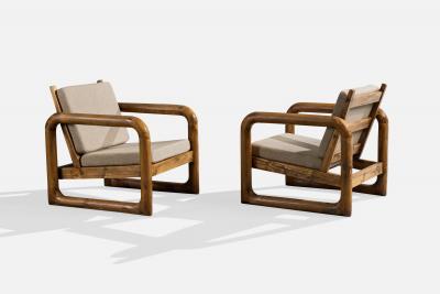 Argentine Designer Lounge Chairs with Pine and Fabric Argentina 1970s