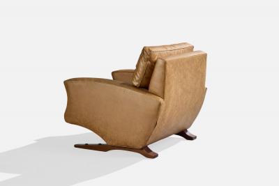 Argentine Designer Lounge Chairs with Vinyl and Wood Argentina 1970s