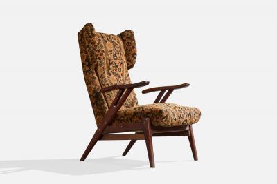 Argentine Designer Lounge Chairs with Wood and Fabric Argentina 1950s