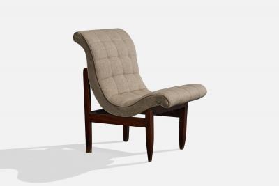 Argentine Designer Lounge Chairs with Wood and Fabric Argentina 1950s